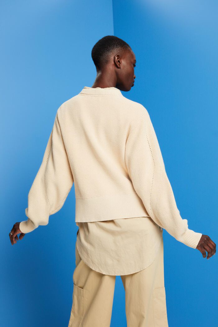 Cashmere blended jumper with lace detail, SAND, detail image number 3