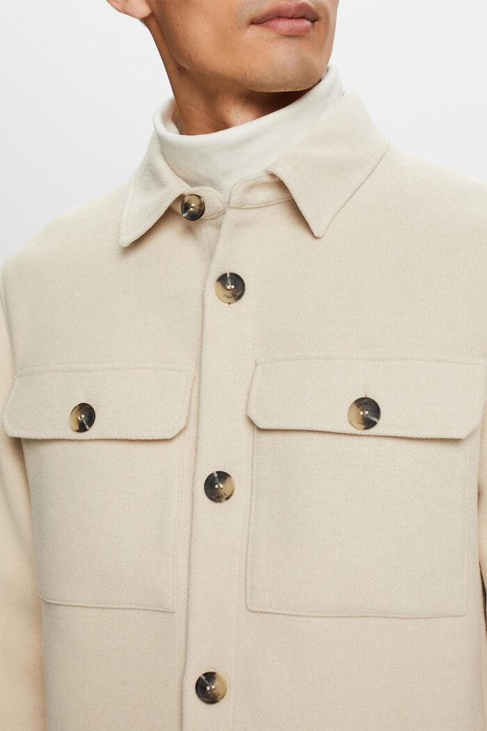 羊毛混紡恤衫式外套, 白色, detail image number 2
