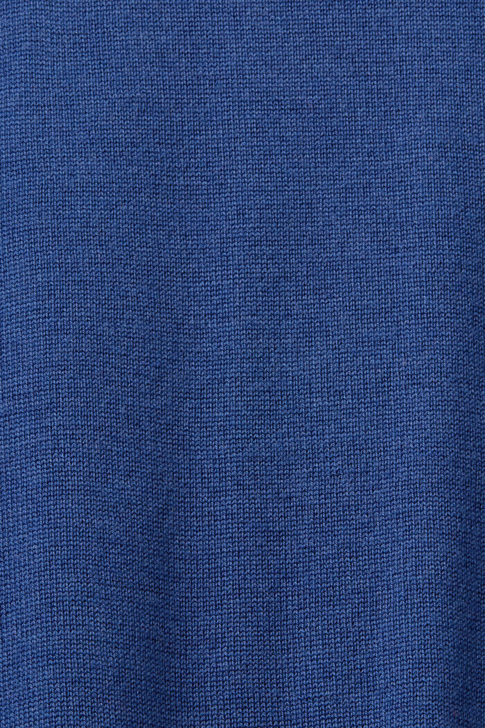 美麗諾羊毛樽領毛衣, 深藍色, detail image number 5