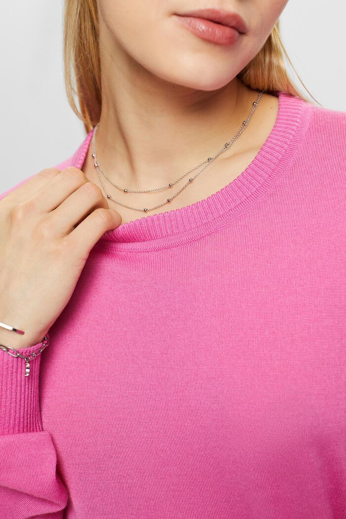 Cashmere Crewneck Sweater, PINK FUCHSIA, detail image number 3