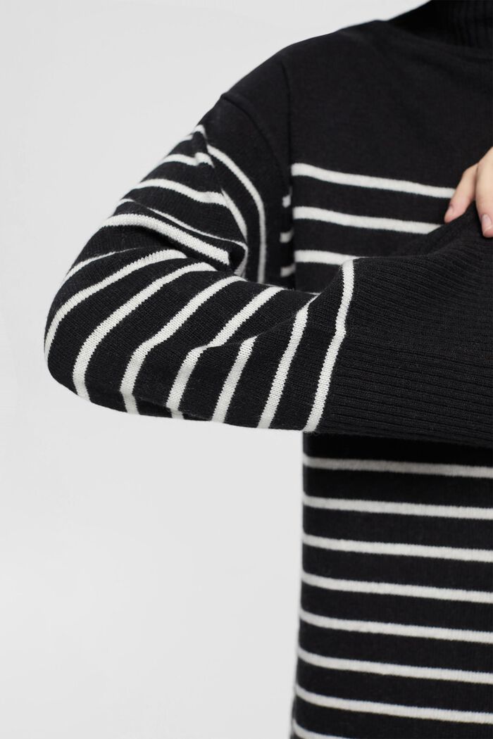 雙色調羊毛混紡連身裙，LENZING™ ECOVERO™, 黑色, detail image number 2