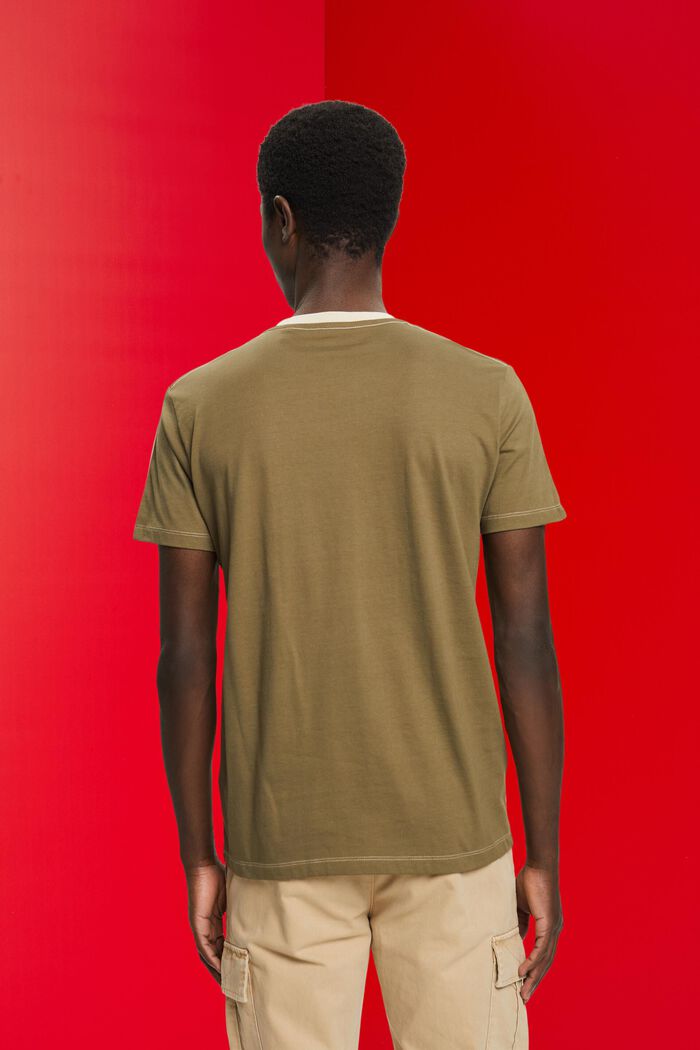 雙色棉質T恤, 淺灰褐色, detail image number 3