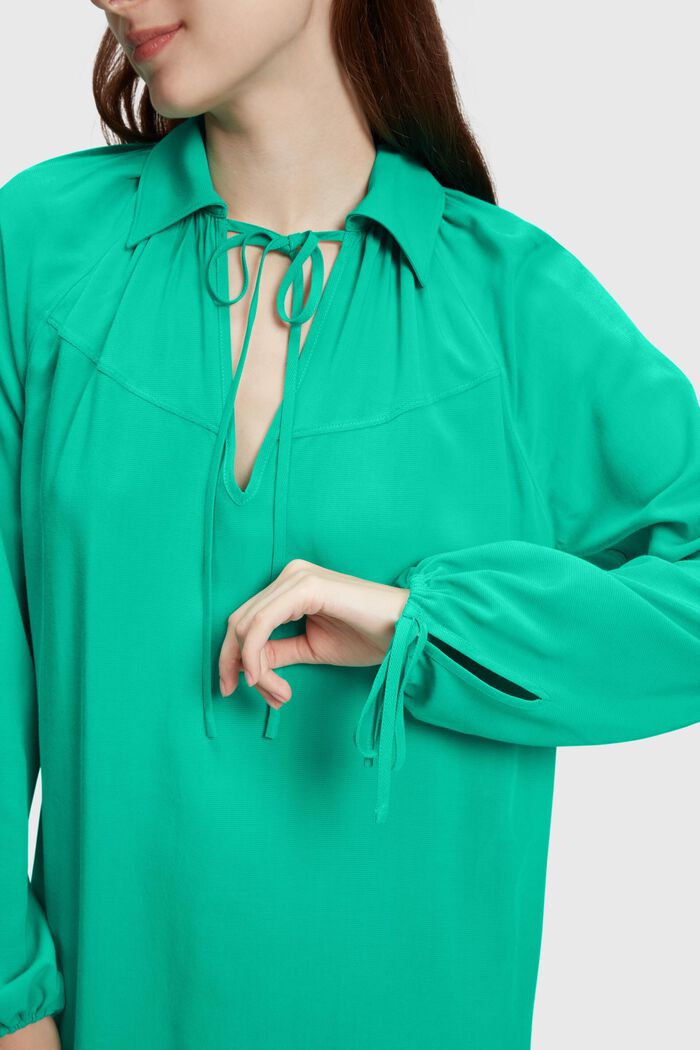 Rayon Silk 領帶連身裙, 綠色, detail image number 1