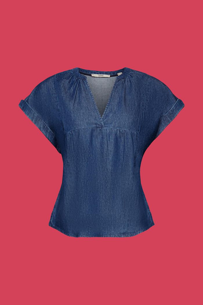 100%純棉輕質牛仔女裝恤衫, BLUE MEDIUM WASHED, detail image number 6