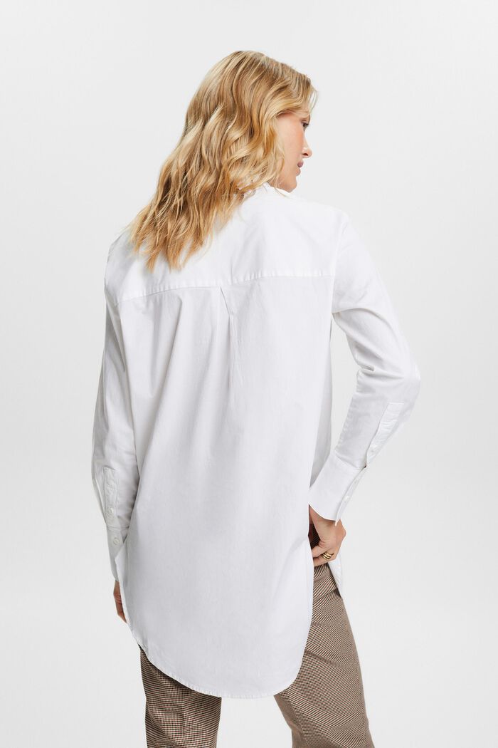 ‌超大廓形棉質府綢恤衫, 白色, detail image number 3