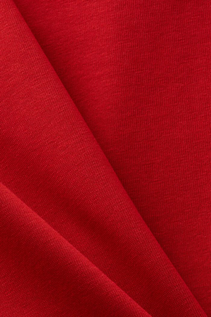 100%純棉厚平織布LOGO標誌T恤, 紅色, detail image number 5