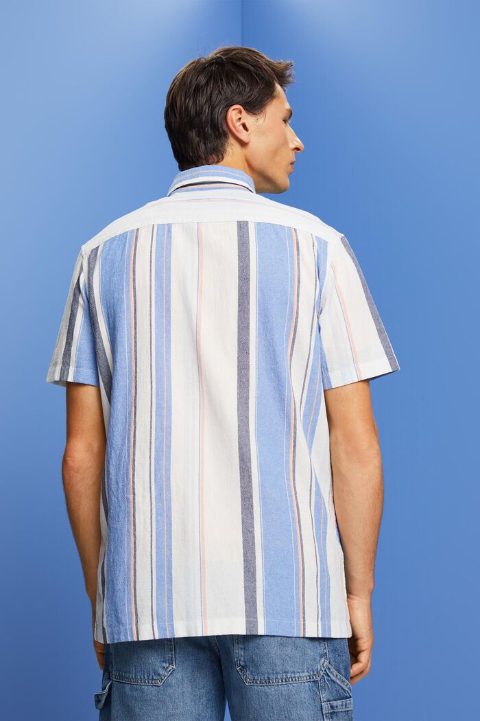 100%純棉條紋短袖恤衫, 藍色, detail image number 3