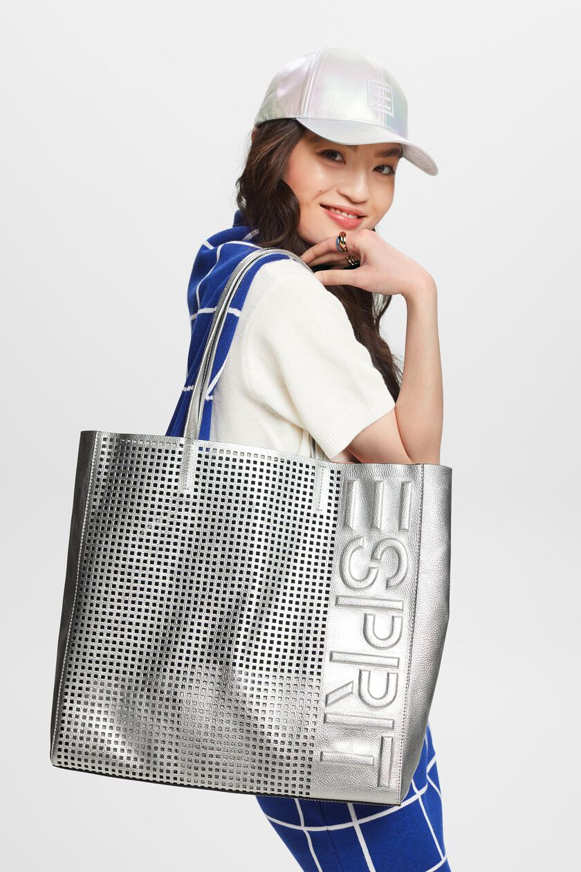 Logo Embossed Leather Tote