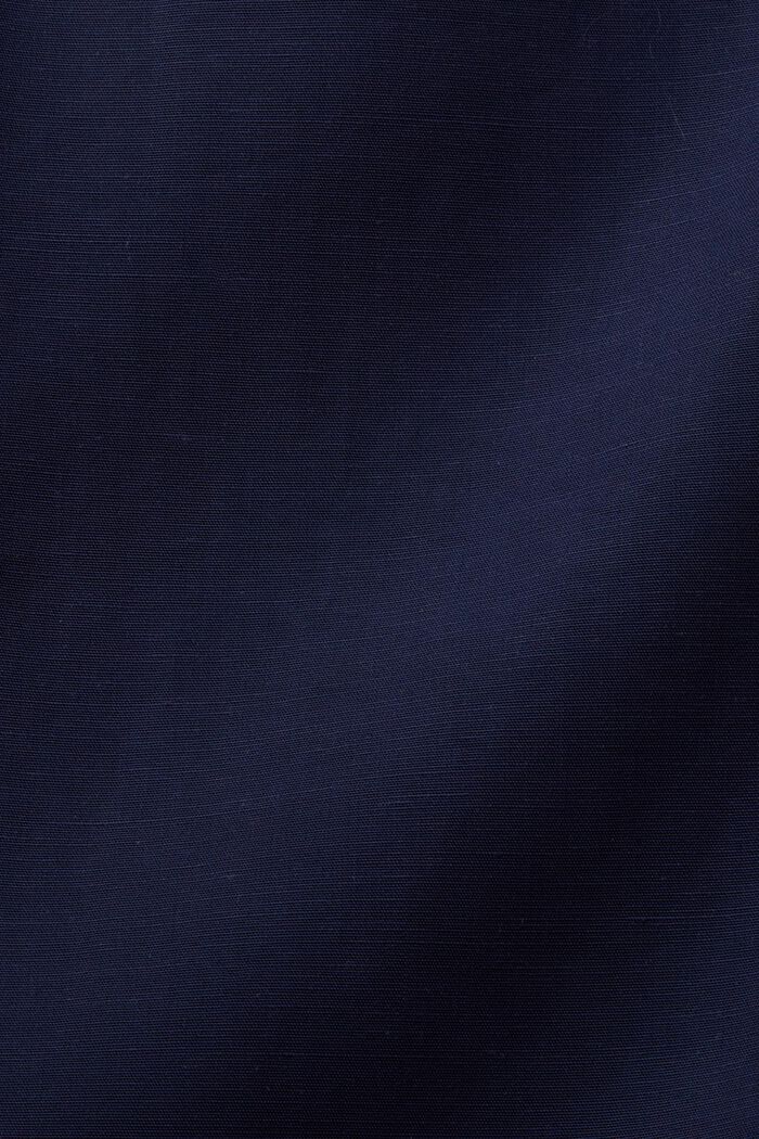 ‌亞麻混紡中長款背帶連身裙, 深藍色, detail image number 4