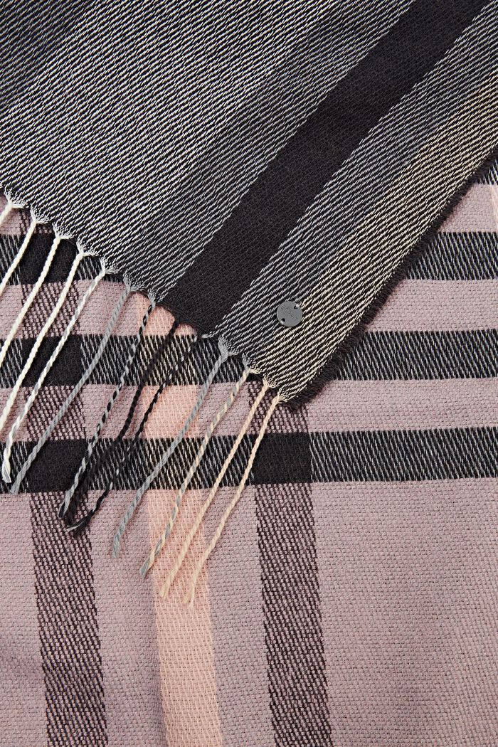 ‌循環再生：流蘇格紋圍巾, 灰色, detail image number 1