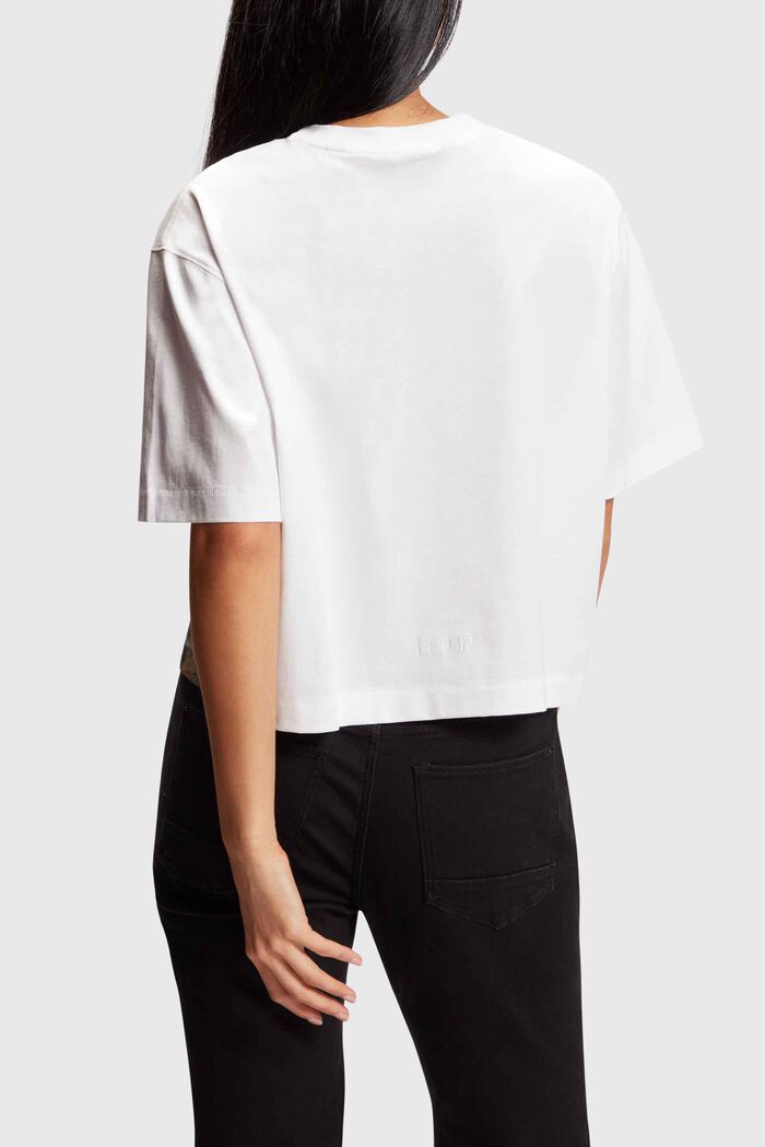 Front panel gradient landscape print cropped tee, WHITE, detail image number 1