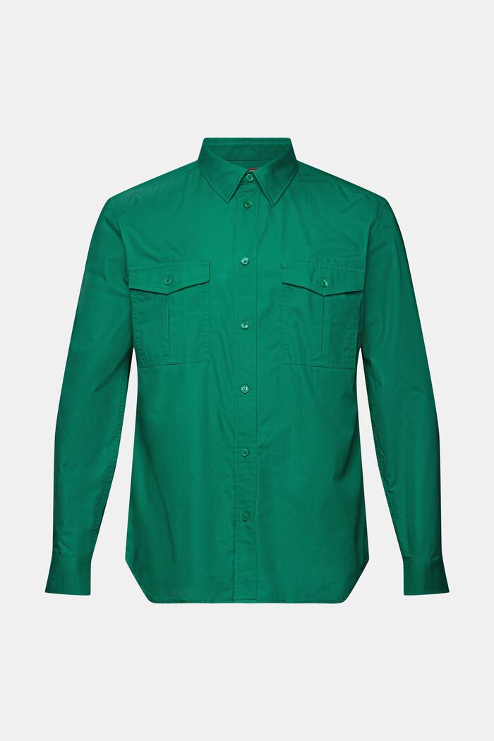純棉工裝風恤衫, 深綠色, detail image number 5