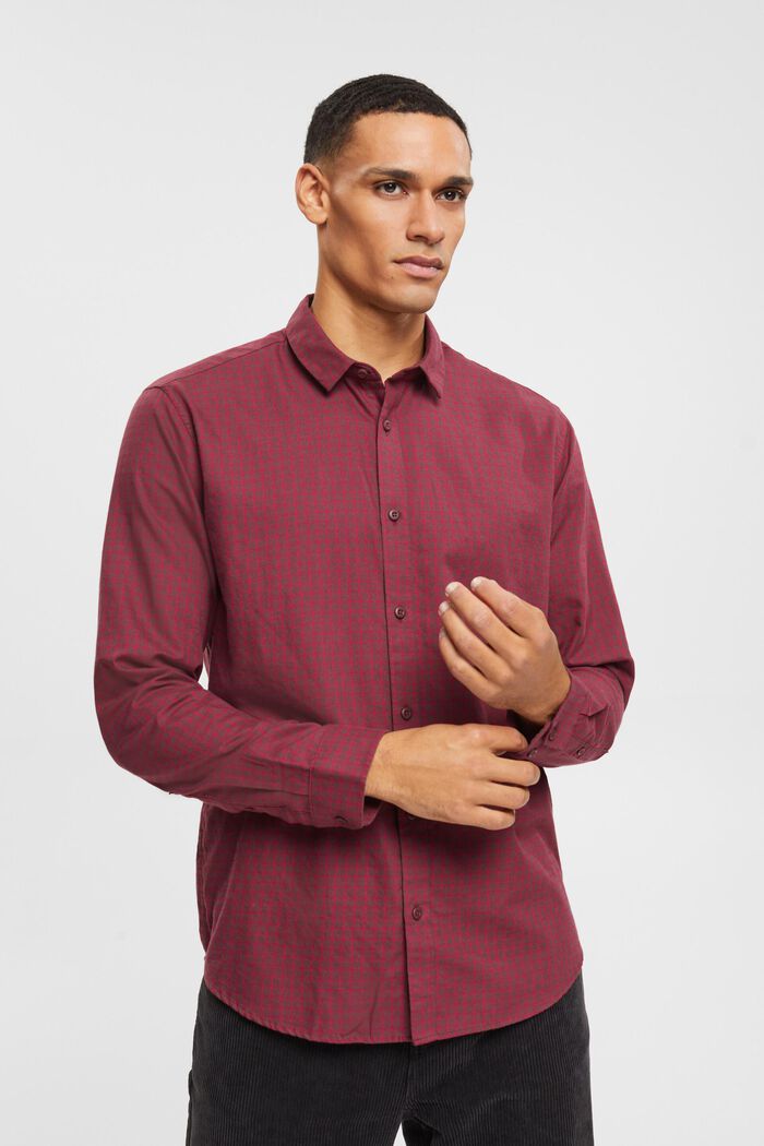 Checked slim fit shirt, BORDEAUX RED, detail image number 0