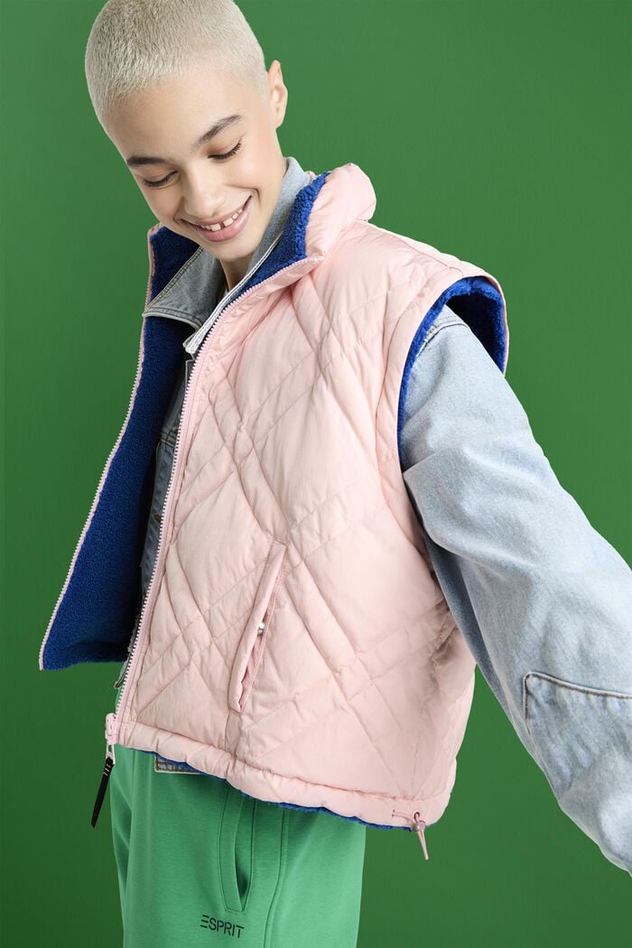 ‌雙面穿可拆卸絎縫夾克, 淺粉紅色, detail image number 3