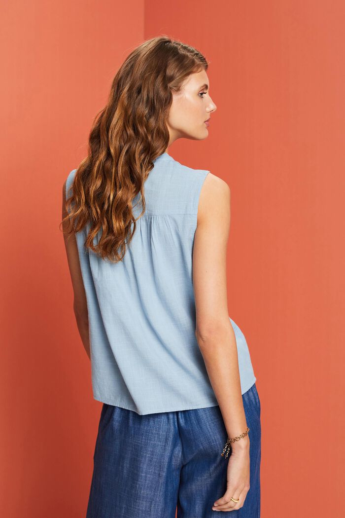 無袖女裝恤衫, 淺藍色, detail image number 3