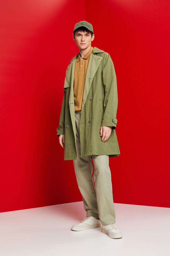 Short, hooded trench coat, OLIVE, detail image number 1