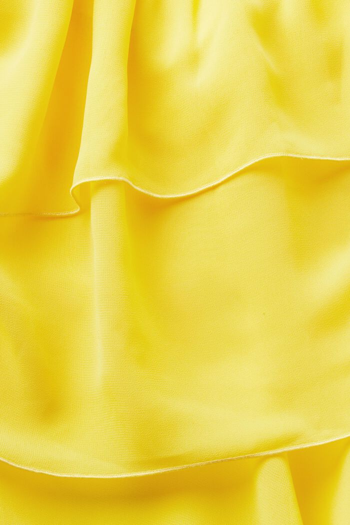 ‌荷葉邊掛頸雪紡女裝恤衫, 黃色, detail image number 5