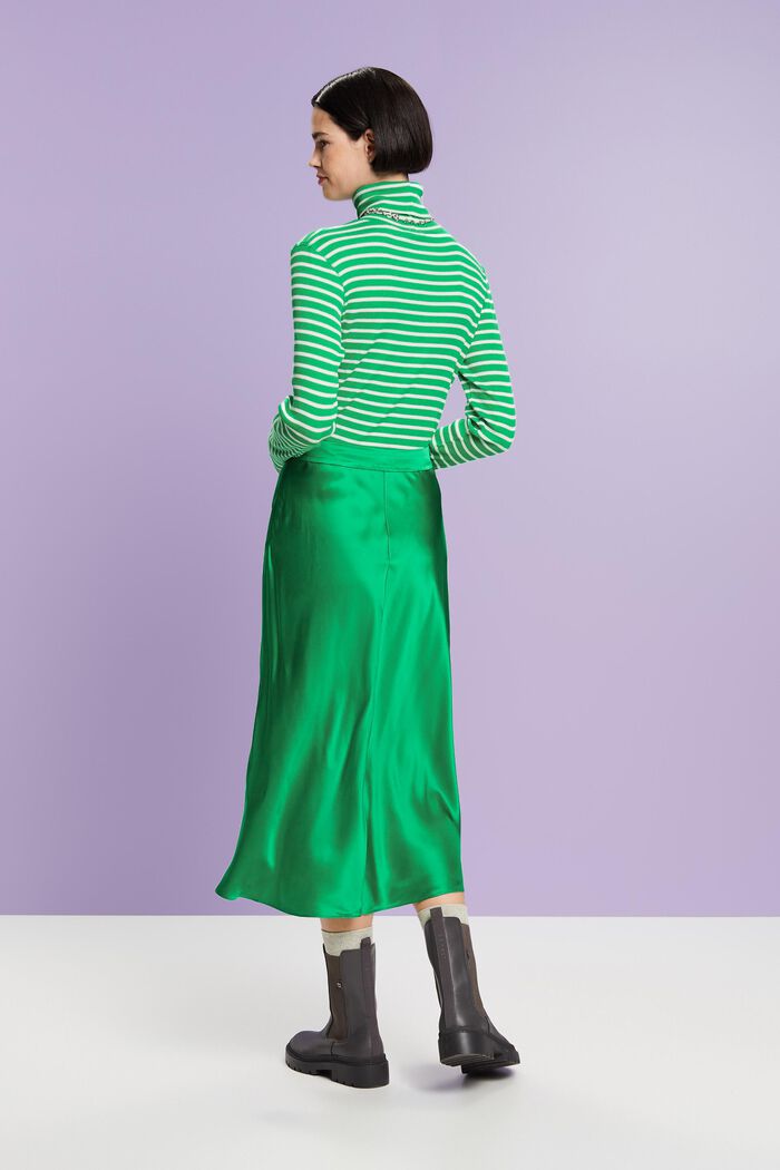 ‌絲質中長款半身裙, 綠色, detail image number 4