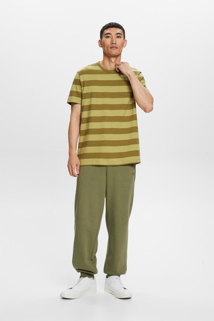 Striped Nep Yarn T-Shirt, OLIVE, detail image number 0