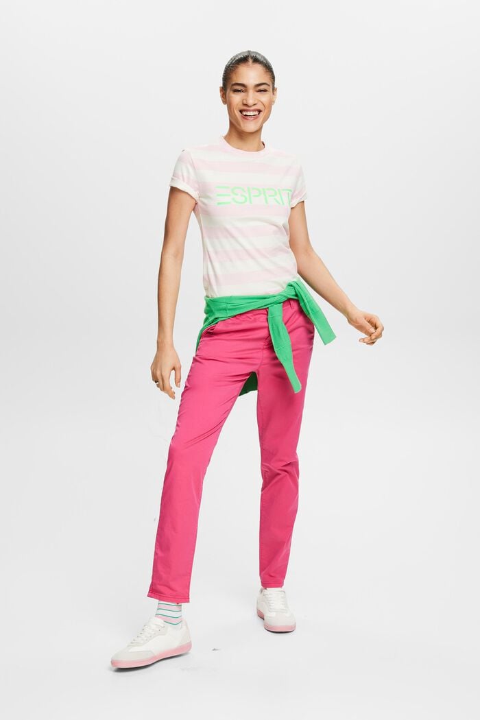 條紋LOGO標誌棉質T恤, 淺粉紅色, detail image number 1
