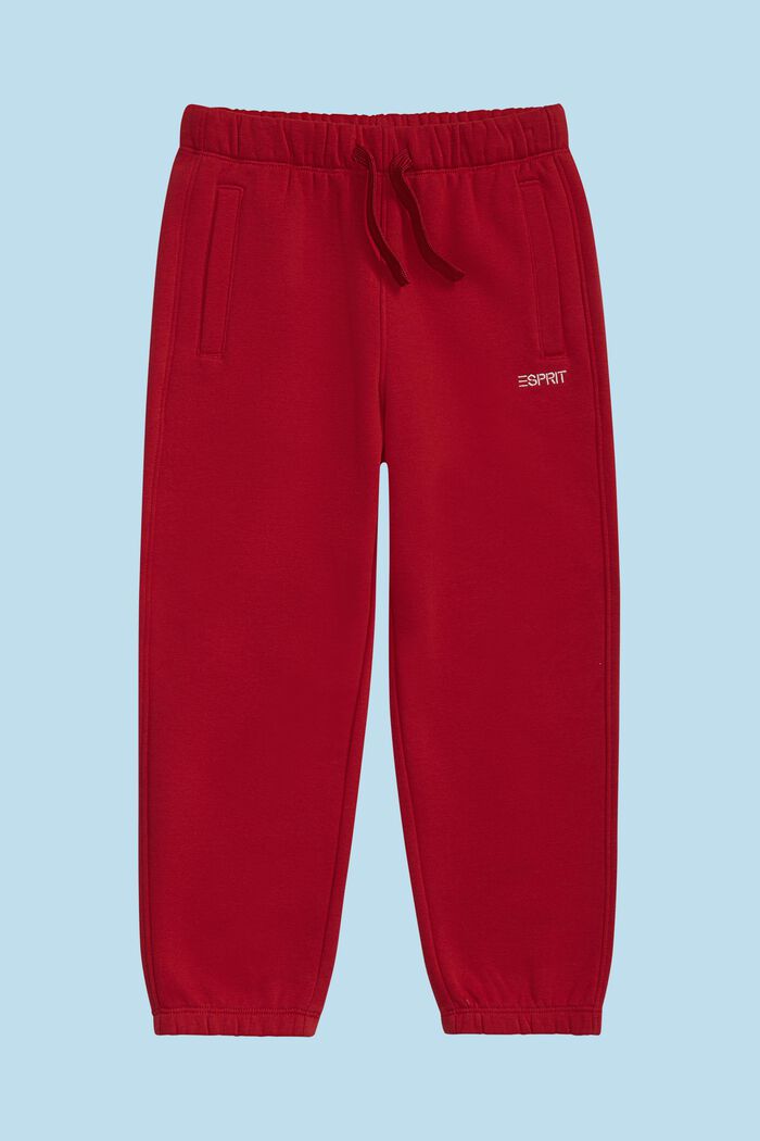 棉質混紡LOGO標誌運動褲, 深紅色, detail image number 1