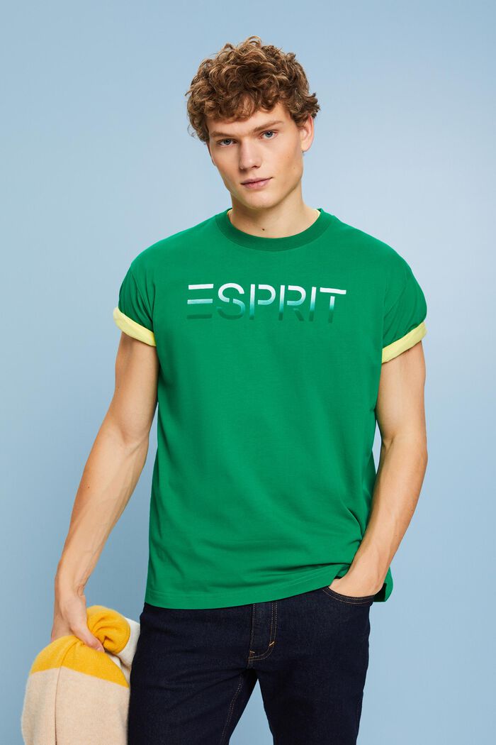 植絨標誌貼花 T 恤, 綠色, detail image number 0