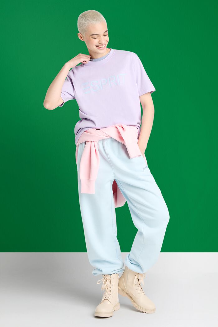 ‌超大廓形棉質平織布LOGO標誌T恤, 淡紫色, detail image number 4