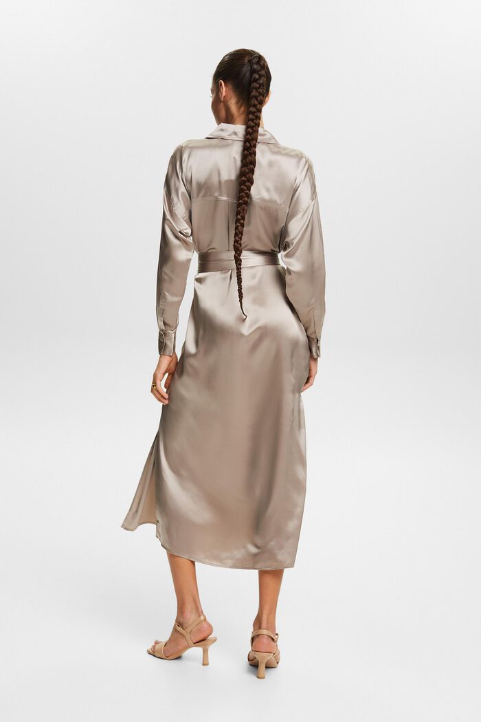 Silk Belted Midi Dress, LIGHT TAUPE, detail image number 2