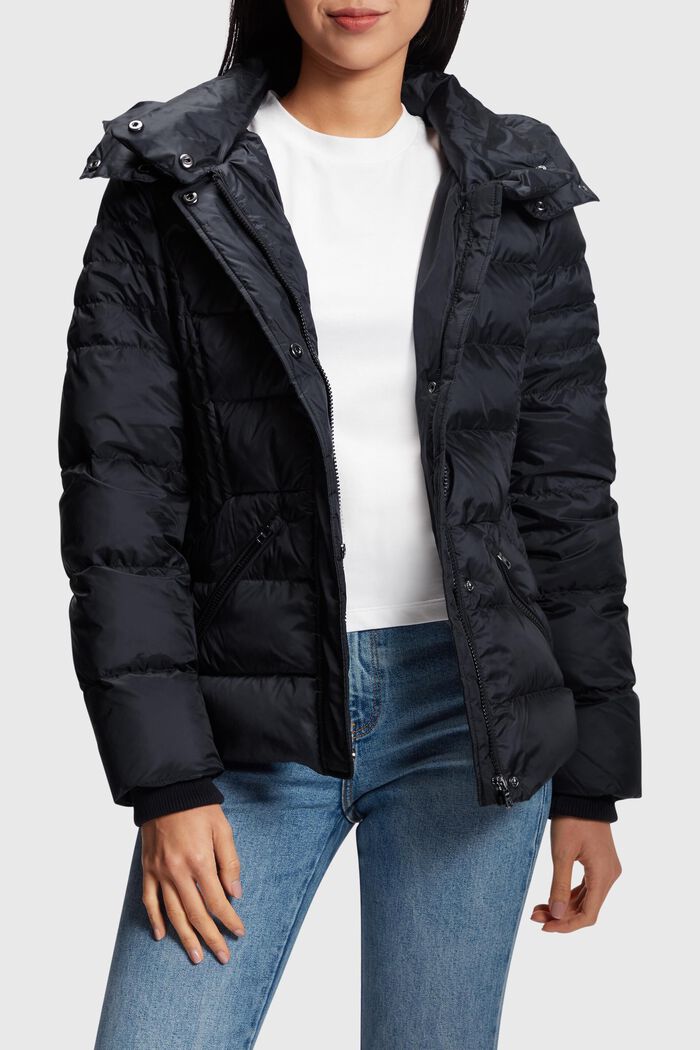 Hooded Quilted Puffer Jacket, BLACK, detail image number 0