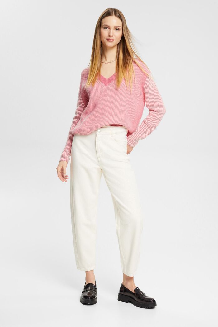Two-tone jumper with alpaca, PINK, detail image number 4