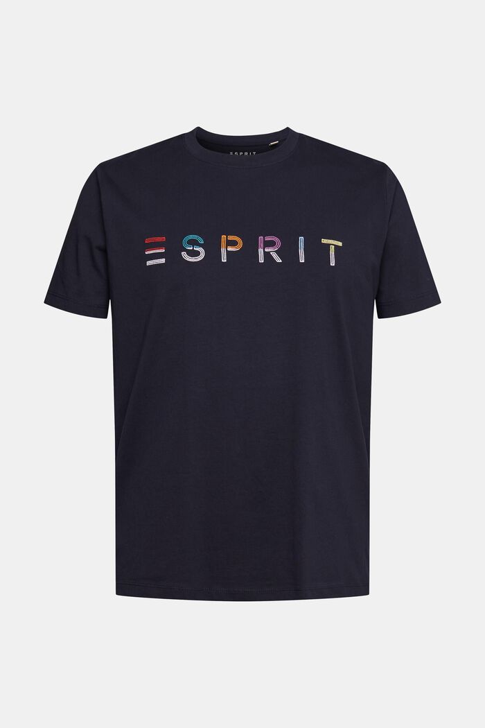 Jersey T-shirt with an embroidered logo, NAVY, detail image number 2