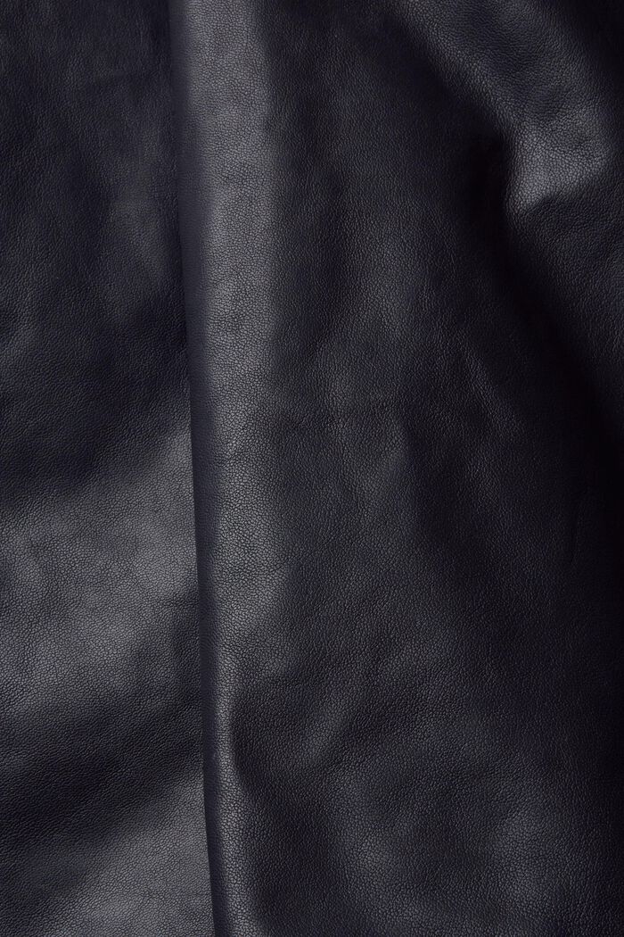 羅紋針織衣領皮革外套, 海軍藍, detail image number 1