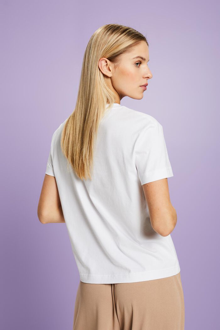 Pima Cotton Crewneck T-Shirt, 白色, detail image number 2