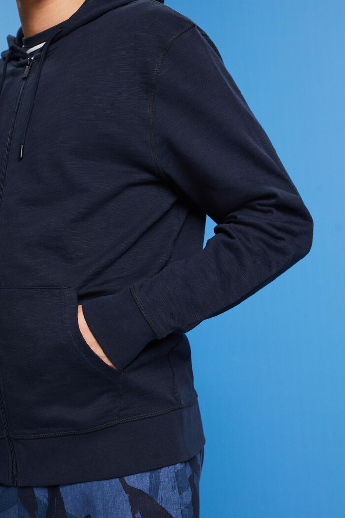 Zipper hoodie, 100% cotton, NAVY, detail image number 2