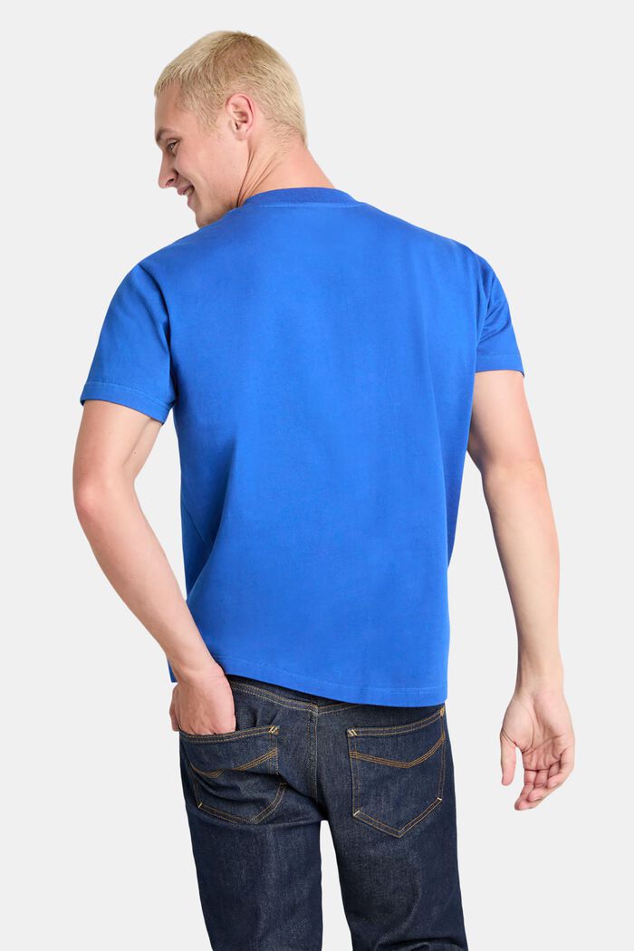 100%純棉厚平織布LOGO標誌T恤, 藍色, detail image number 3