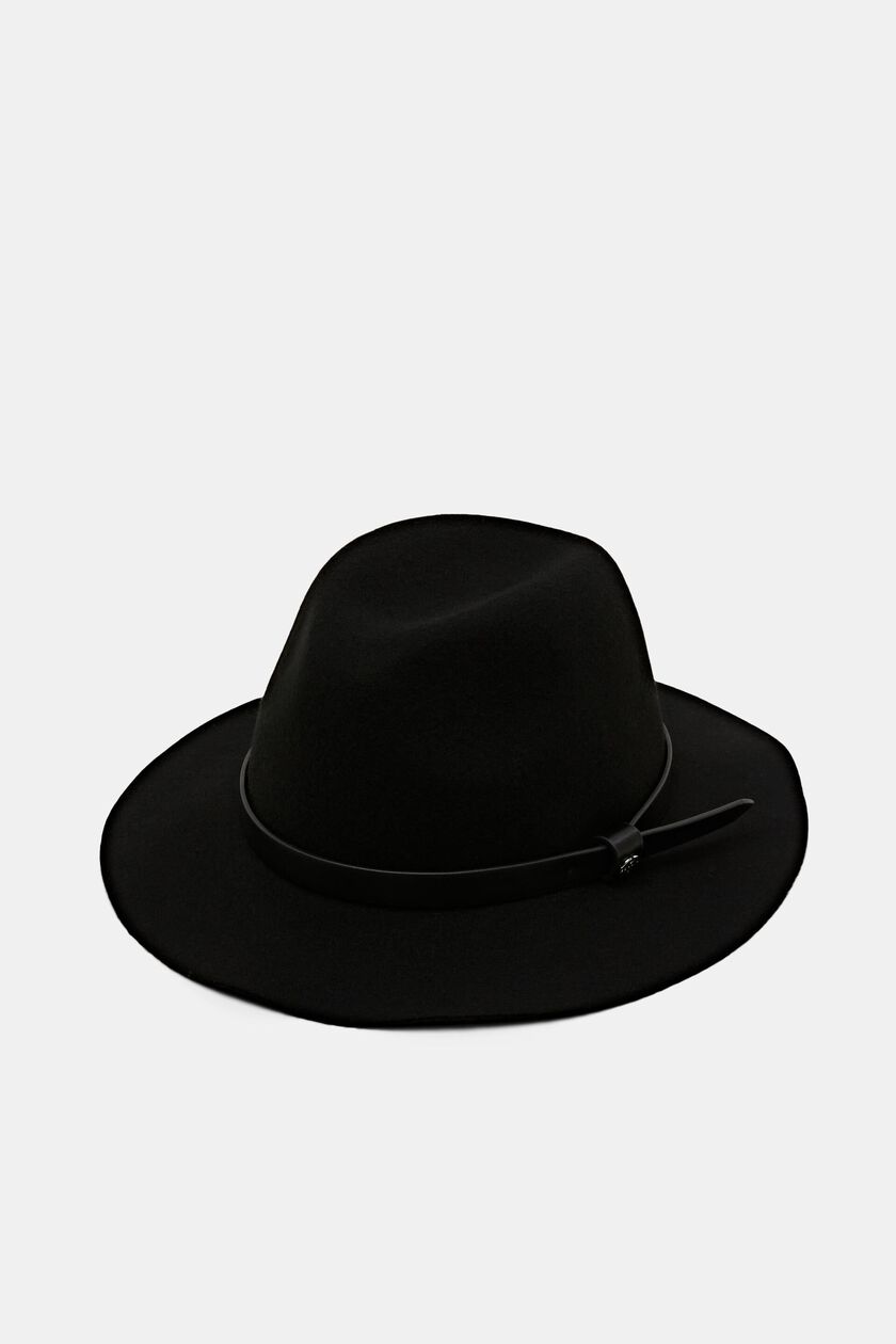 Felt fedora hat with faux-leather band