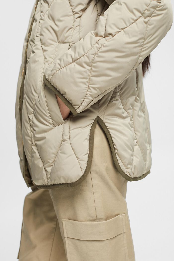 Quilted collarless jacket, PALE KHAKI, detail image number 0