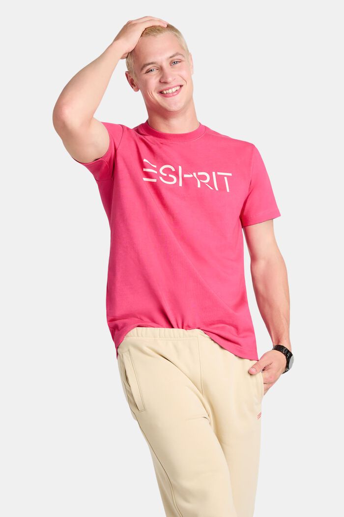 100%純棉厚平織布LOGO標誌T恤, 桃紅色, detail image number 1