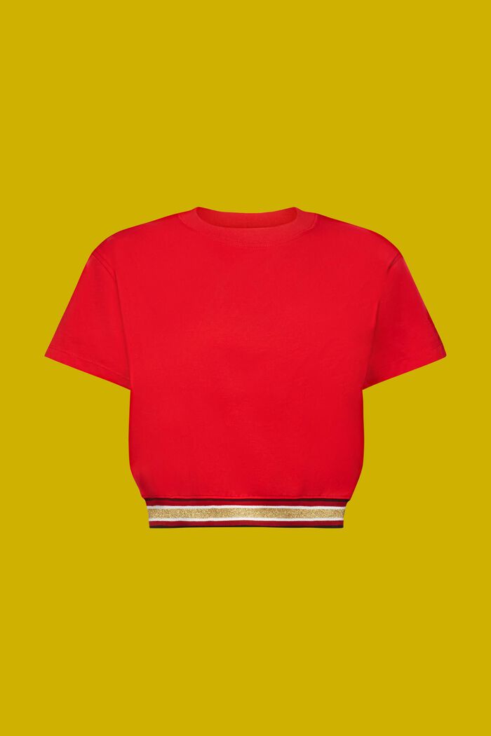 短款條紋T恤, 紅色, detail image number 6