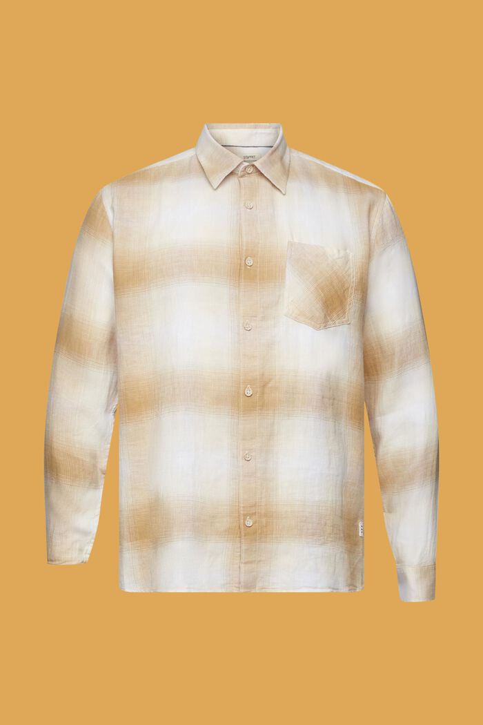 棉麻混紡蘇格蘭格紋恤衫, 米色, detail image number 7