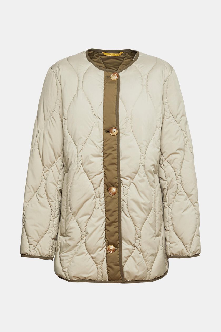 Quilted collarless jacket