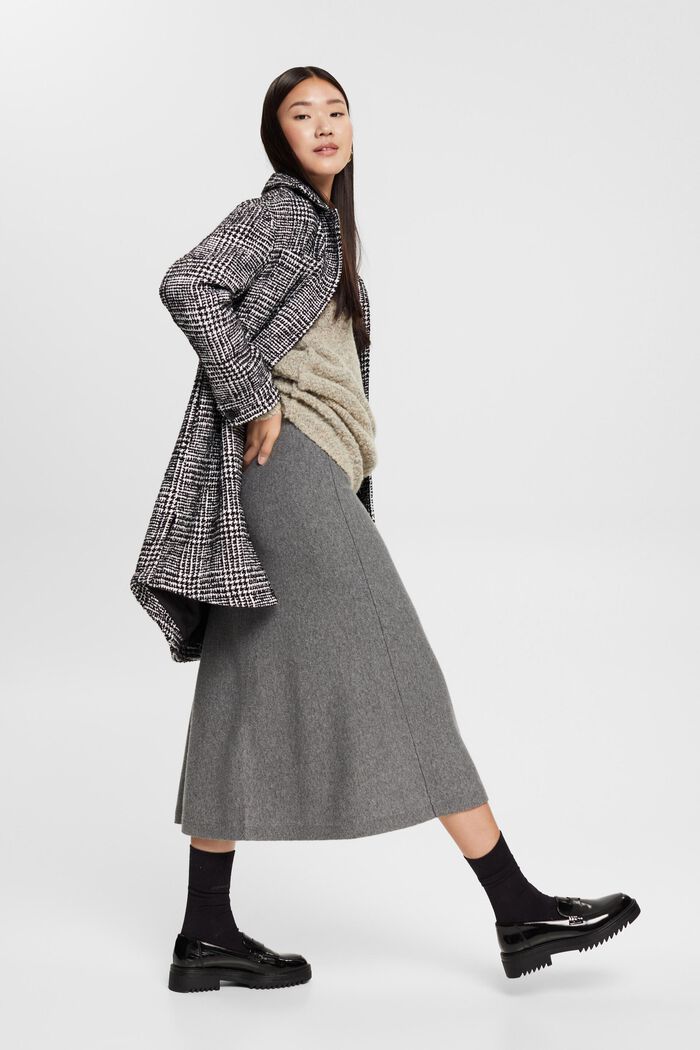 羊毛混紡半身裙, 灰色, detail image number 0