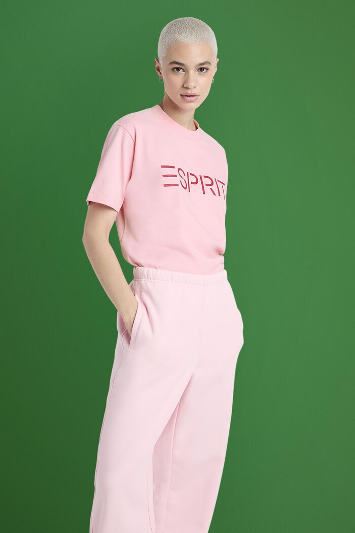 ‌超大廓形棉質平織布LOGO標誌T恤, 淺粉紅色, detail image number 0