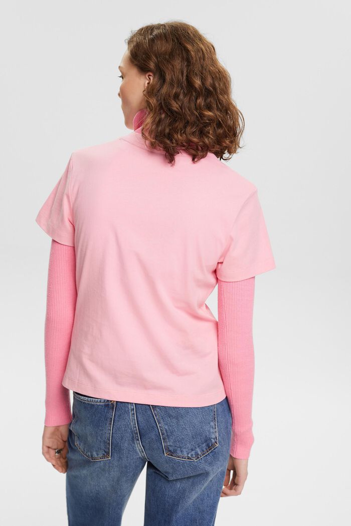 Logo Embroidered Cotton Jersey T-Shirt, PINK, detail image number 3
