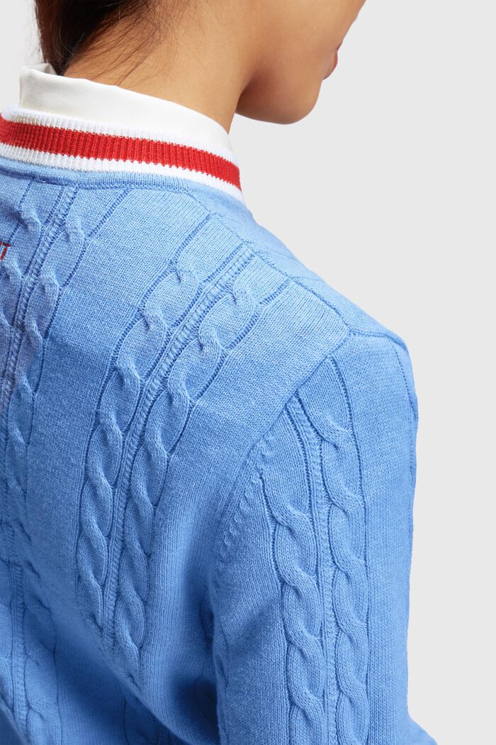 海豚LOGO絞花針織套頭衫, 淺藍色, detail image number 4