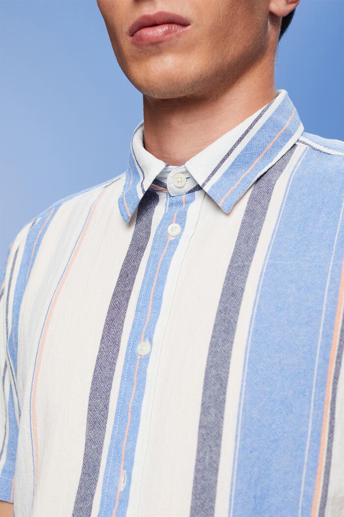 100%純棉條紋短袖恤衫, 藍色, detail image number 2
