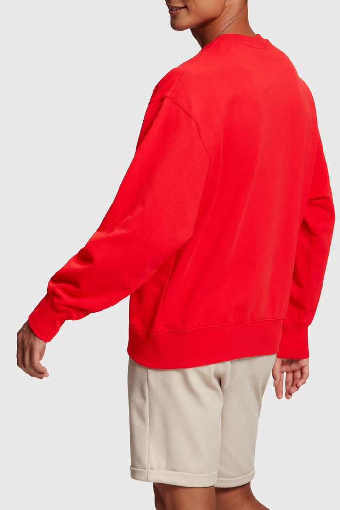 Flocked logo applique sweatshirt, RED, detail image number 1