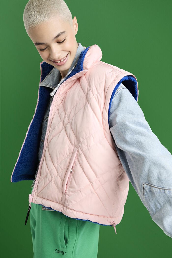 ‌雙面穿可拆卸絎縫夾克, 淺粉紅色, detail image number 4