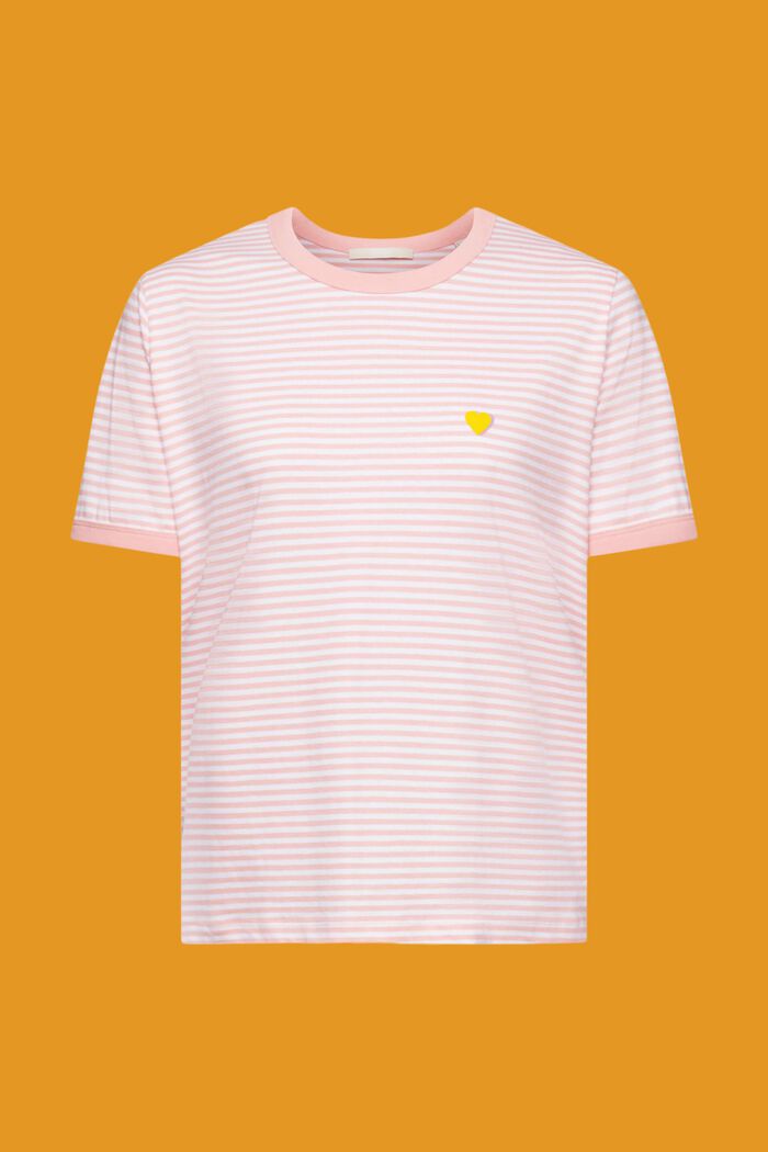 刺繡圖案條紋全棉T恤, 粉紅色, detail image number 5