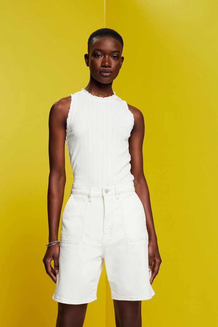 Ribbed sleeveless top, OFF WHITE, detail image number 0